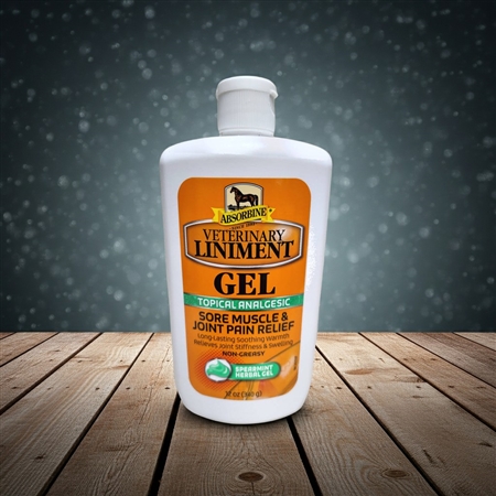 Absorbine Veterinary Liniment Gel 12 oz. - Easy-to-apply gel providing powerful pain relief for sore muscles, ligaments, tendons, and stiff joints in animals. Available online at Piedmont Farm and Garden Spartanburg SC