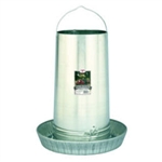 Close-up of heavy gauge galvanized steel and rolled safety edge on Little Giant 40 lb feeder