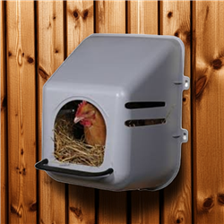 Single Little Giant Nesting Box mounted securely to chicken coop wall