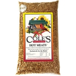 A 5 lb. bag of Cole's Hot Meats, a nutritious bird feed mix made with sunflower meats and infused with fiery habanero chili peppers, safflower oil, and packed with essential vitamins and nutrients for birds. Perfect for all feeder types.