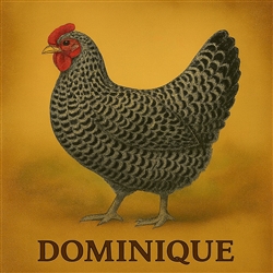 Dominique chickens black and white barred brown egg layers