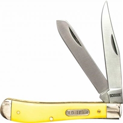 Old Timer 94OTY Gunstock Trapper folding pocket knife yellow handle
