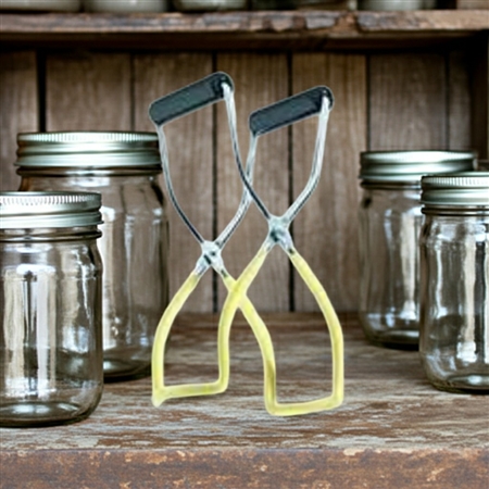 Mirro jar lifter with PVC-coated tongs lifting hot canning jar