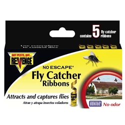 RevengeÂ® Fly Catchers 5 Pack - The original fly catcher ribbons with EZ Grab Tab, designed for a clean and mess-free experience, perfect for indoor and outdoor use.