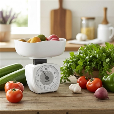 Taylor 3701KL mechanical food scale with large dial and weighing bowl