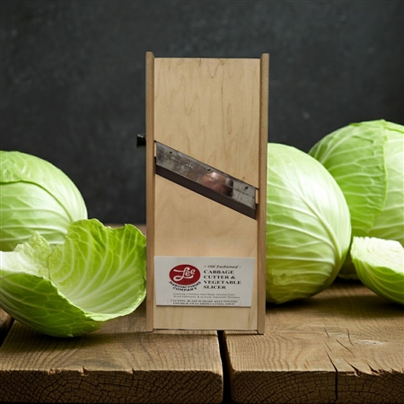 Wooden cabbage cutter with adjustable stainless steel blade for shredding cabbage