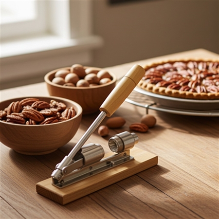 Duke adjustable pecan nutcracker mounted on hardwood base